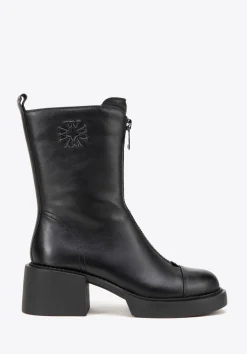 Damskie botki skórzane z monogramem czarne>WITTCHEN New