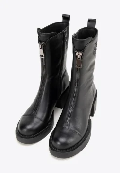 Damskie botki skórzane z monogramem czarne>WITTCHEN New