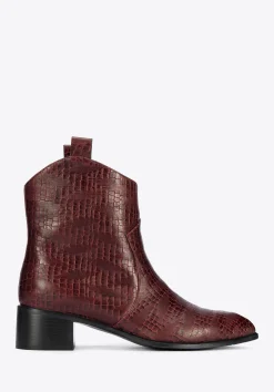 Damskie kowbojki ze skóry croco bordowe>WITTCHEN Fashion
