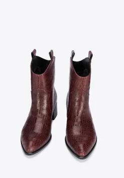 Damskie kowbojki ze skóry croco bordowe>WITTCHEN Fashion
