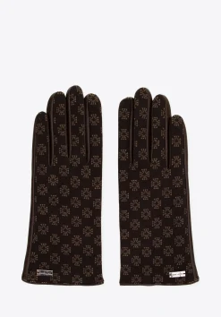 Damskie rękawiczki skórzane z monogramem brązowe>WITTCHEN Discount