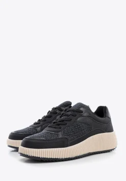 Damskie sneakersy na grubej platformie czarne><noscript><img data-lazyloaded=