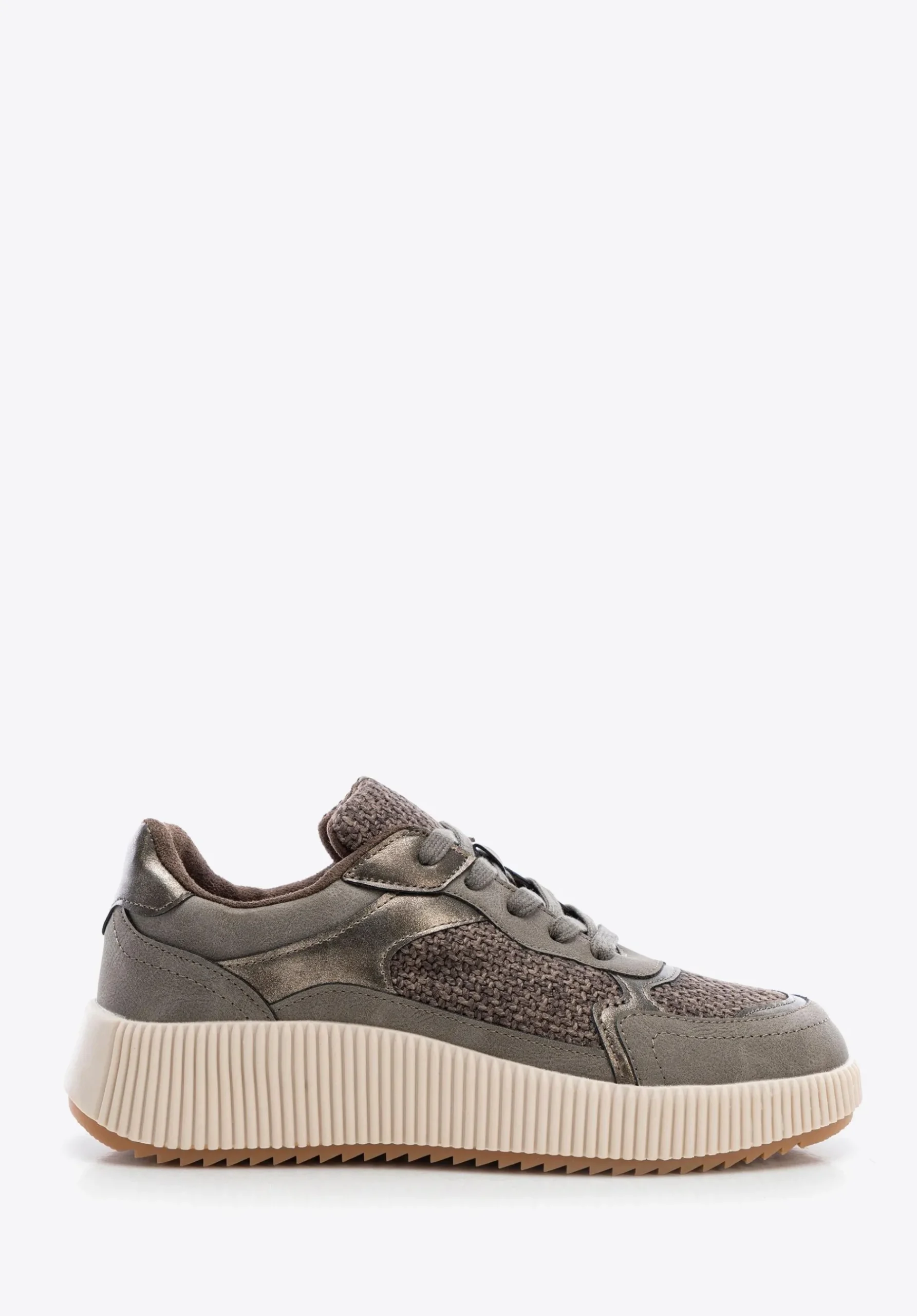 Damskie sneakersy na grubej platformie szaro - brązowe>WITTCHEN Clearance