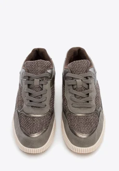 Damskie sneakersy na grubej platformie szaro - brązowe><noscript><img data-lazyloaded=