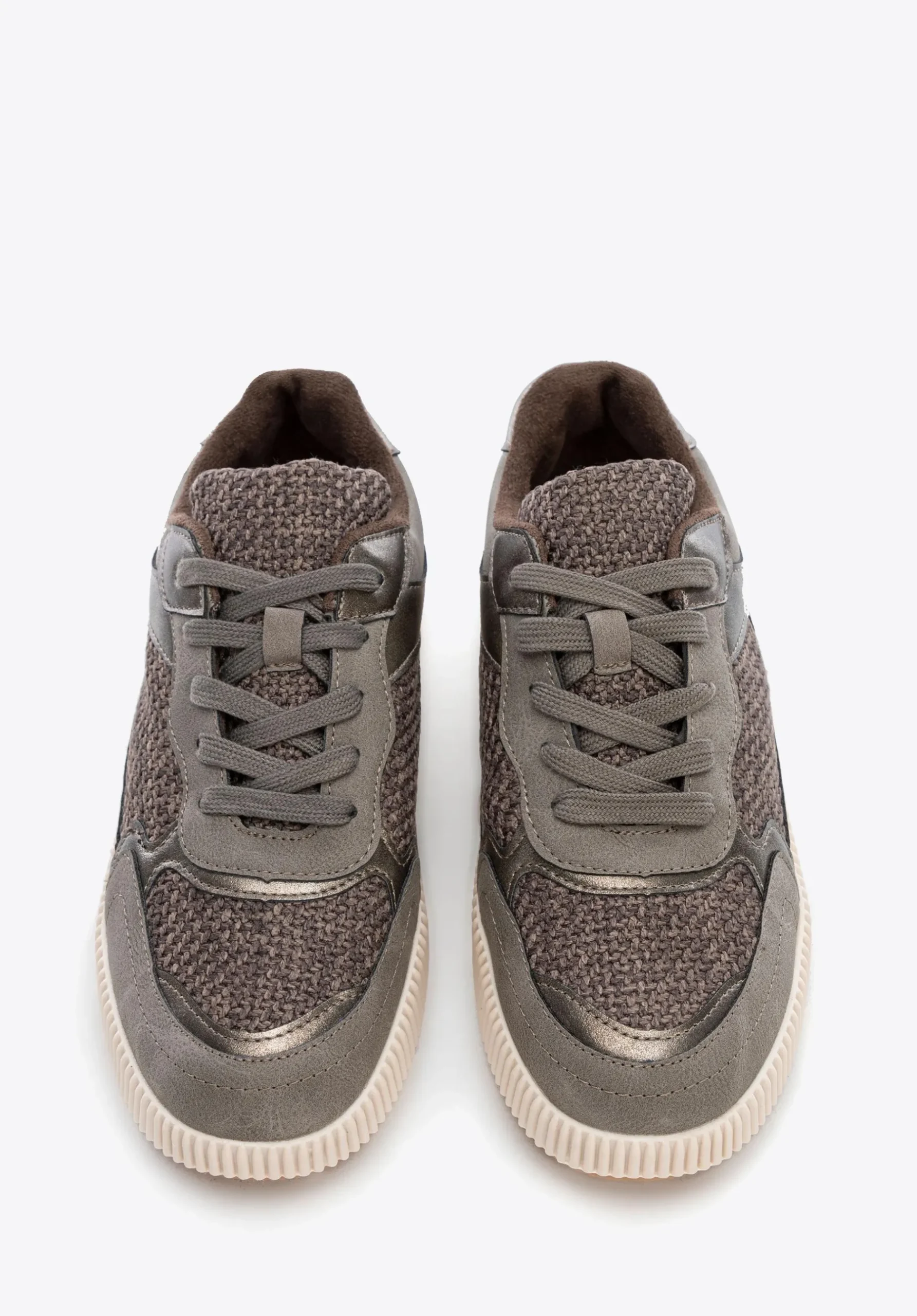 Damskie sneakersy na grubej platformie szaro - brązowe>WITTCHEN Clearance