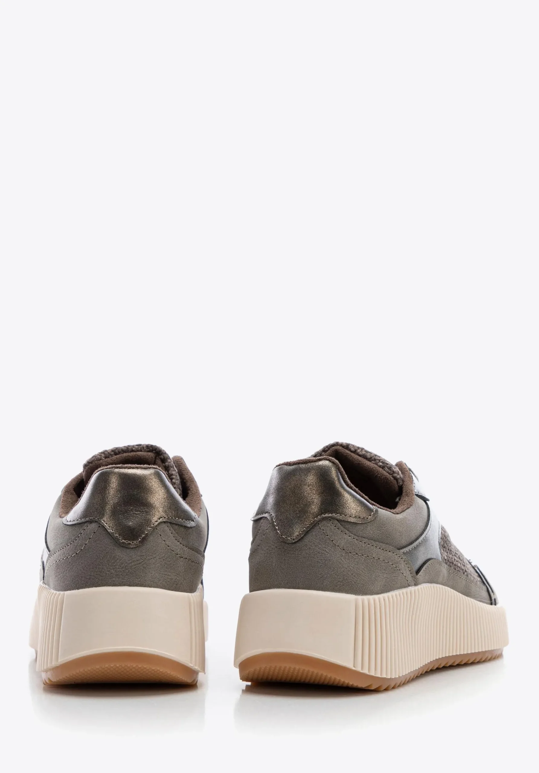 Damskie sneakersy na grubej platformie szaro - brązowe>WITTCHEN Clearance