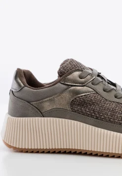 Damskie sneakersy na grubej platformie szaro - brązowe><noscript><img data-lazyloaded=