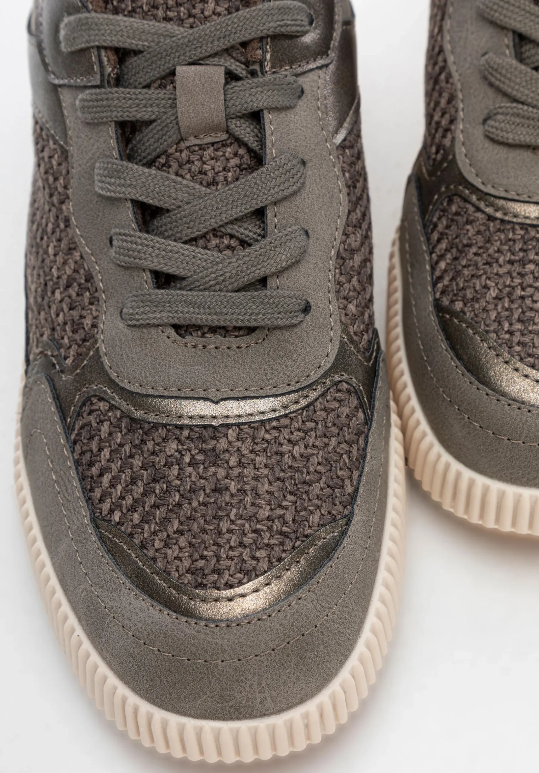 Damskie sneakersy na grubej platformie szaro - brązowe>WITTCHEN Clearance