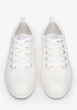 Damskie sneakersy na platformie kremowe><noscript><img data-lazyloaded=