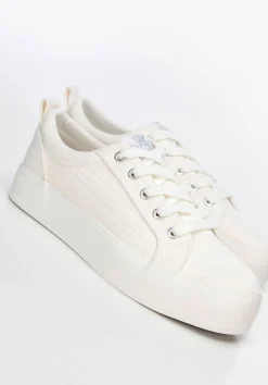 Damskie sneakersy na platformie kremowe><noscript><img data-lazyloaded=