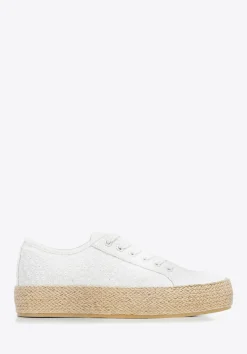 Damskie sneakersy na słomkowej podeszwie złamana biel>WITTCHEN Discount