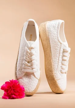 Damskie sneakersy na słomkowej podeszwie złamana biel>WITTCHEN Discount