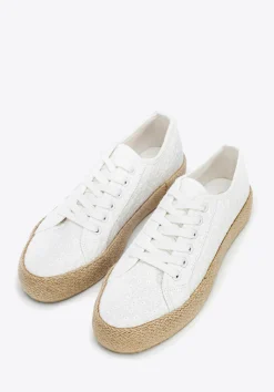 Damskie sneakersy na słomkowej podeszwie złamana biel><noscript><img data-lazyloaded=