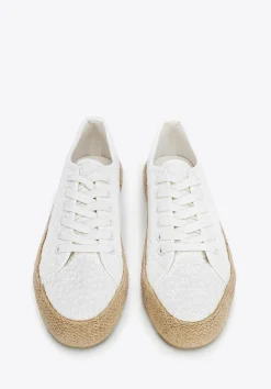 Damskie sneakersy na słomkowej podeszwie złamana biel><noscript><img data-lazyloaded=