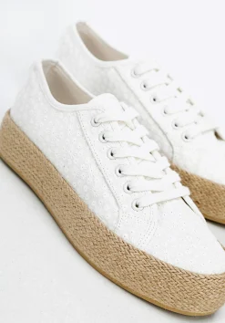 Damskie sneakersy na słomkowej podeszwie złamana biel><noscript><img data-lazyloaded=