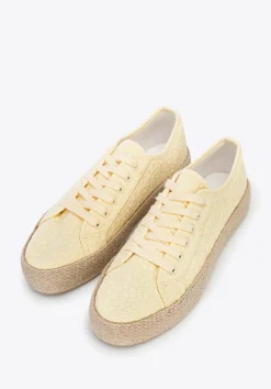 Damskie sneakersy na słomkowej podeszwie żółte><noscript><img data-lazyloaded=