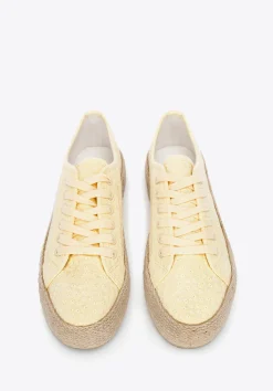 Damskie sneakersy na słomkowej podeszwie żółte><noscript><img data-lazyloaded=