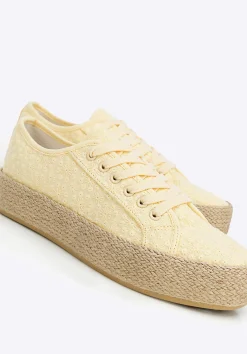 Damskie sneakersy na słomkowej podeszwie żółte><noscript><img data-lazyloaded=