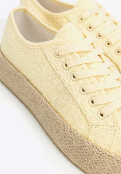 Damskie sneakersy na słomkowej podeszwie żółte><noscript><img data-lazyloaded=