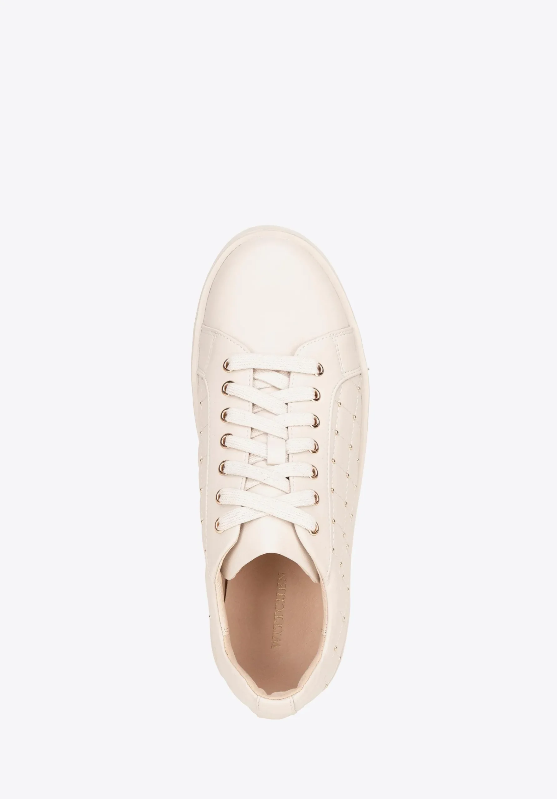 Damskie sneakersy skórzane z pikowaną cholewką kremowe>WITTCHEN Clearance