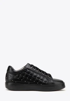 Damskie sneakersy skórzane z pikowaną cholewką czarne>WITTCHEN Clearance
