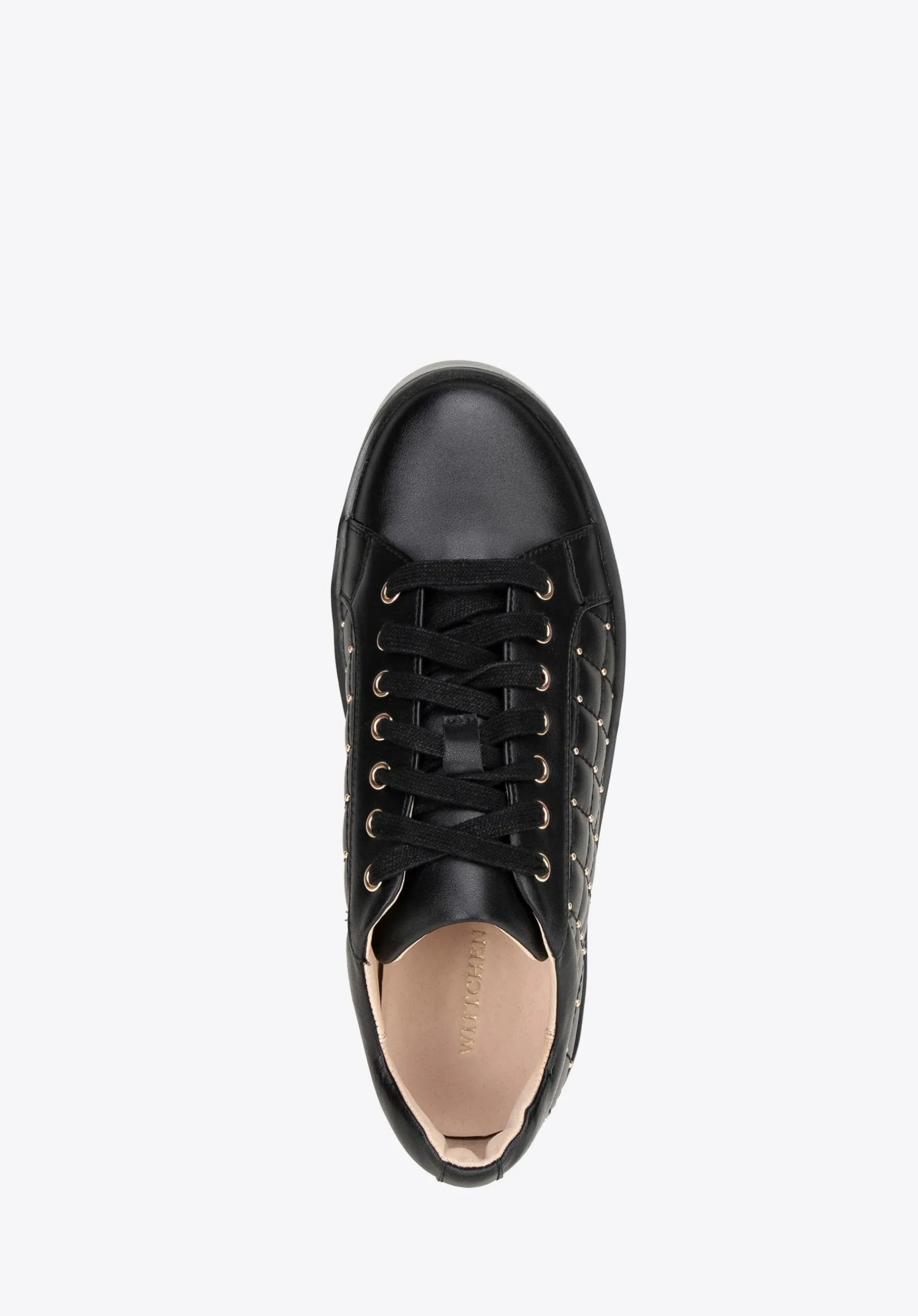 Damskie sneakersy skórzane z pikowaną cholewką czarne>WITTCHEN Clearance