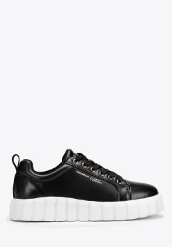 Damskie sneakersy skórzane na grubej platformie czarne>WITTCHEN Clearance