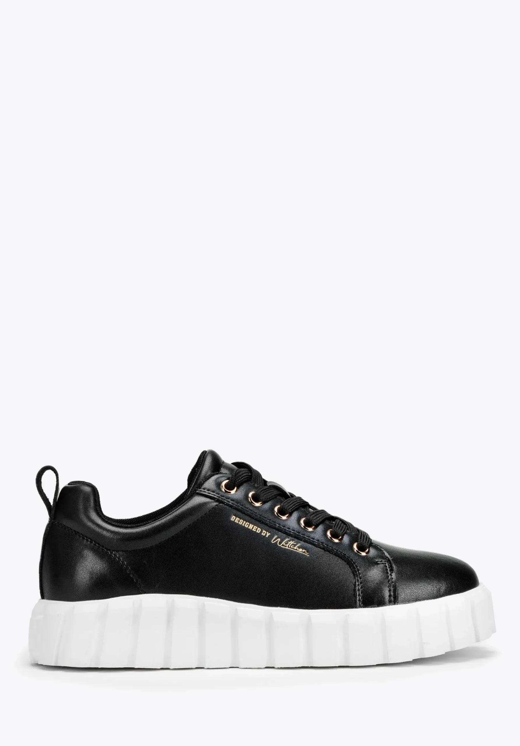 Damskie sneakersy skórzane na grubej platformie czarne>WITTCHEN Clearance