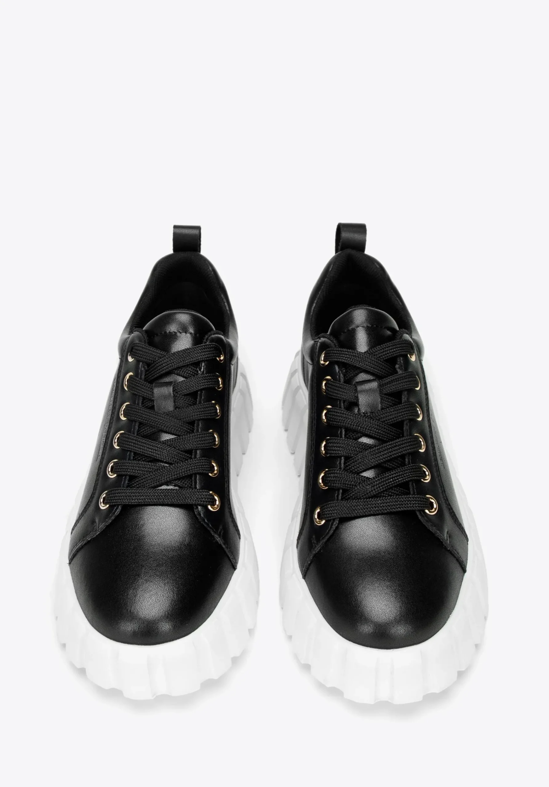 Damskie sneakersy skórzane na grubej platformie czarne>WITTCHEN Clearance