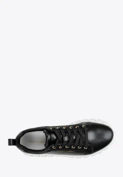 Damskie sneakersy skórzane na grubej platformie czarne><noscript><img data-lazyloaded=
