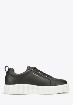 Damskie sneakersy skórzane na grubej platformie ciemny brąz>WITTCHEN Discount