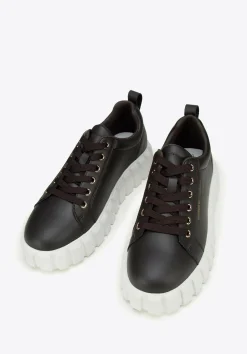 Damskie sneakersy skórzane na grubej platformie ciemny brąz>WITTCHEN Discount