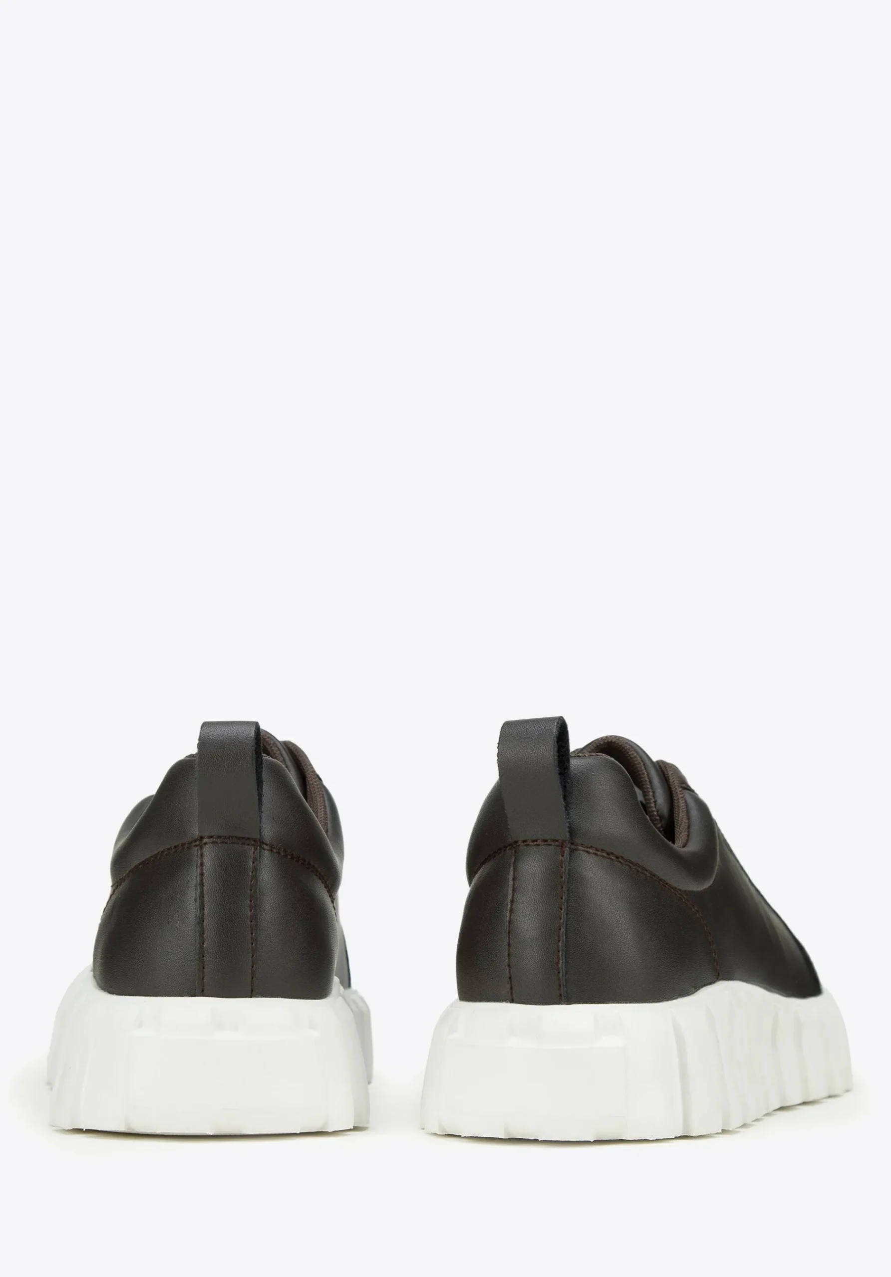 Damskie sneakersy skórzane na grubej platformie ciemny brąz>WITTCHEN Discount