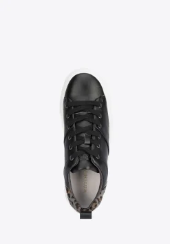 Damskie sneakersy skórzane z wzorem w cętki czarne><noscript><img data-lazyloaded=