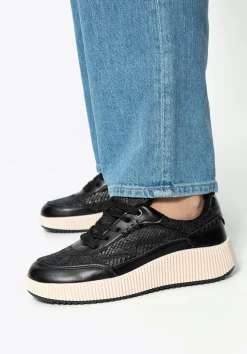 Damskie sneakersy z ekoskóry czarne>WITTCHEN Outlet