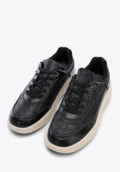 Damskie sneakersy z ekoskóry czarne><noscript><img data-lazyloaded=