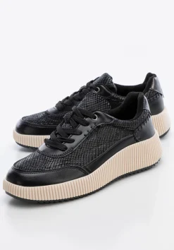 Damskie sneakersy z ekoskóry czarne><noscript><img data-lazyloaded=