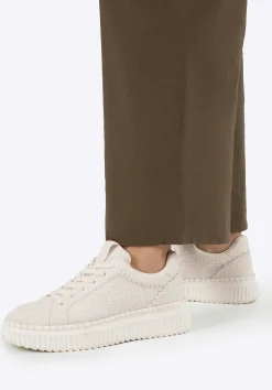 Damskie sneakersy z materiału włókienniczego i ekoskóry złamana biel>WITTCHEN Discount