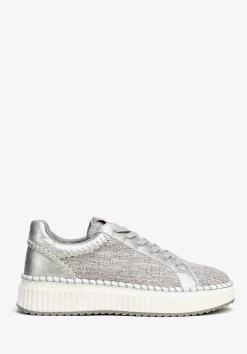 Damskie sneakersy z materiału włókienniczego i ekoskóry szaro-srebrne>WITTCHEN Sale