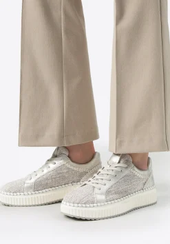 Damskie sneakersy z materiału włókienniczego i ekoskóry szaro-srebrne>WITTCHEN Sale