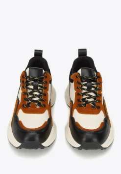 Damskie sneakersy z połyskującą wstawką brązowo-kremowe>WITTCHEN Discount