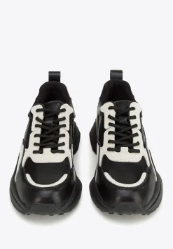 Damskie sneakersy z połyskującą wstawką czarno-beżowe>WITTCHEN Discount