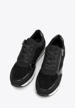 Damskie sneakersy z suwakiem na boku czarne>WITTCHEN Fashion