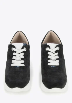 Damskie sneakersy zamszowe na koturnie w pasy ciemny granat>WITTCHEN Clearance