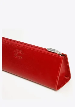 Etui na długopisy skórzane trójkątne czerwone><noscript><img data-lazyloaded=