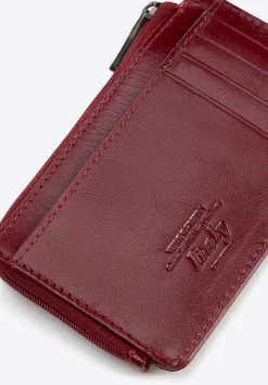 Etui na karty płatnicze ze skóry na zamek czerwone><noscript><img width=