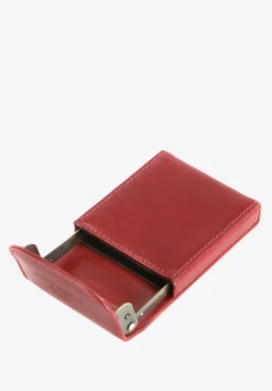 Etui na wizytówki skórzane metalowe czerwone><noscript><img width=