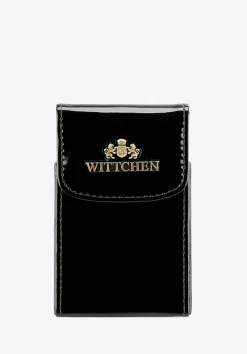 Etui na wizytówki ze skóry lakierowanej pionowe czarne>WITTCHEN Best