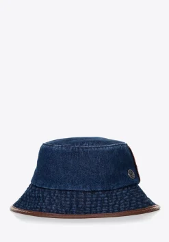 Kapelusz typu bucket z domieszką bawełny unisex granatowo - brązowy>WITTCHEN Sale