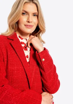 Marynarka z tkaniny boucle czerwona><noscript><img width=